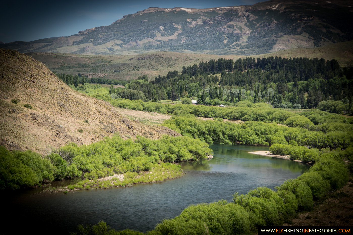 Fly fishing on the Alumine River at Estancia Pilolil