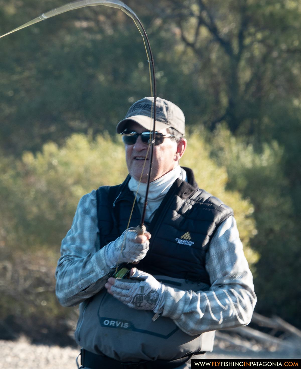 Fly angler preparing to fish the Collon Cura River