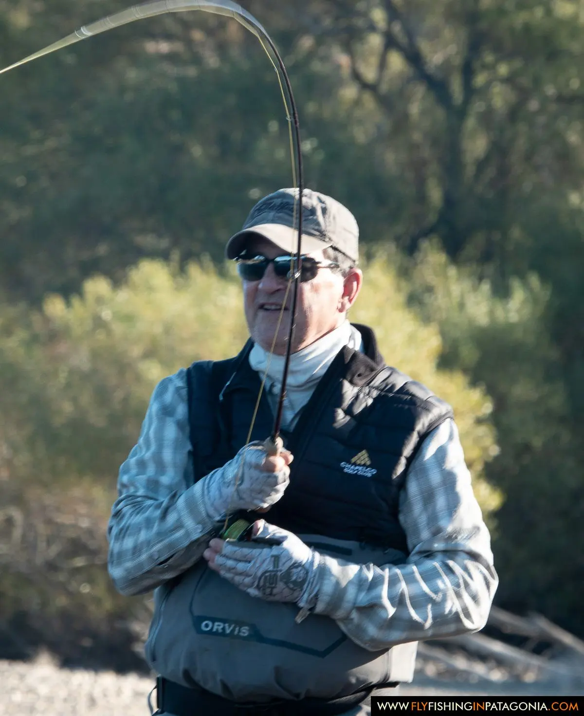 Fly angler preparing to fish the Collon Cura River
