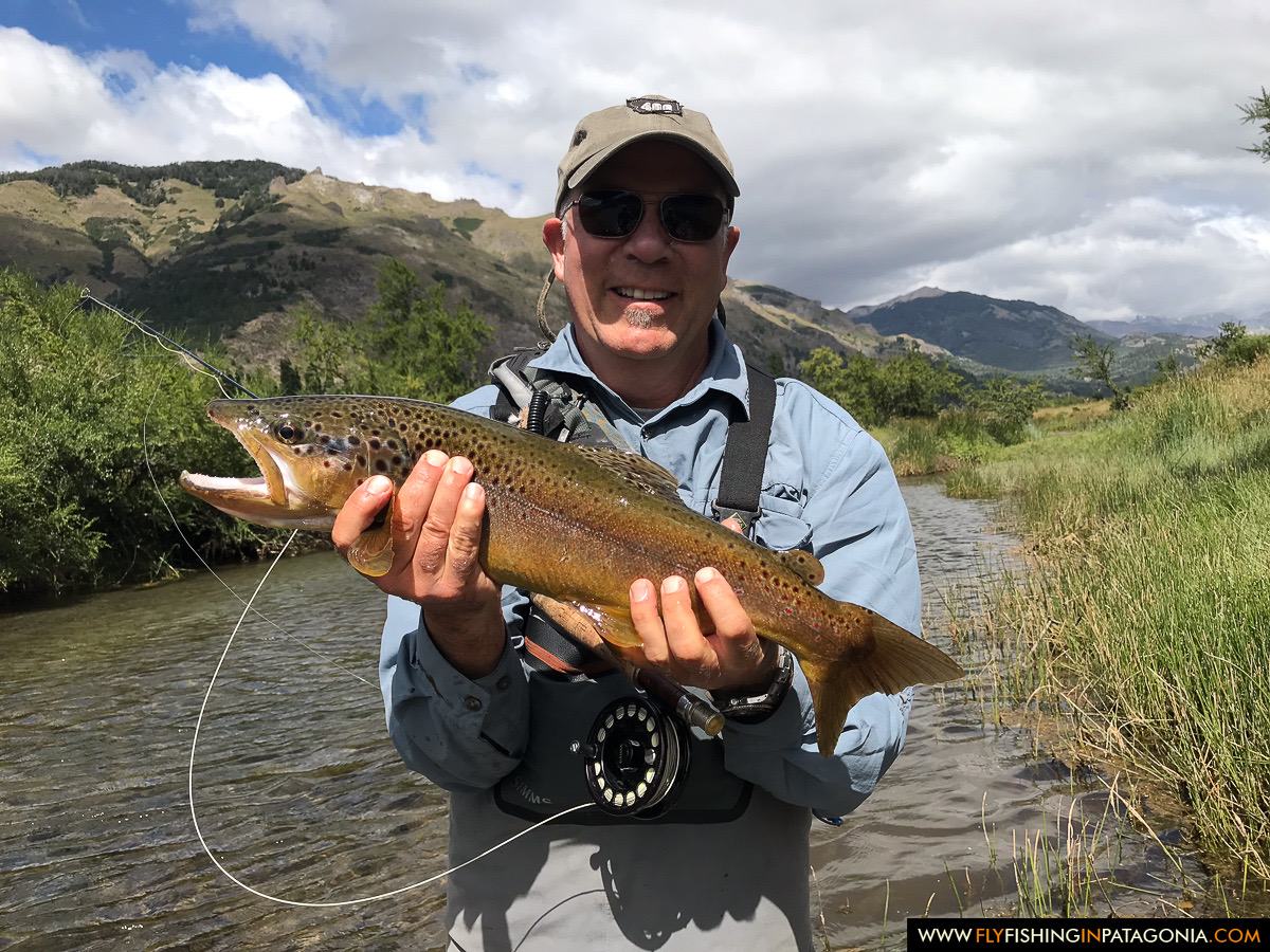 Michael Polaire with a brown trout at Los Chivos on the Malleo River