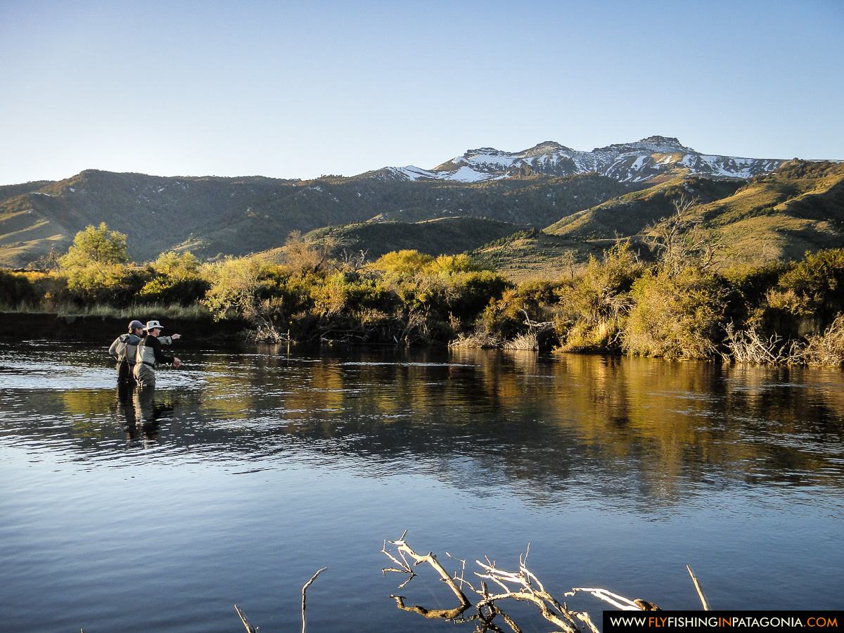 Fly angler fishing the bank at the Willows Pool on the Malleo River
