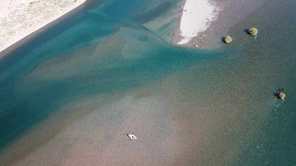 drone photo from a Middle Limay Riffle