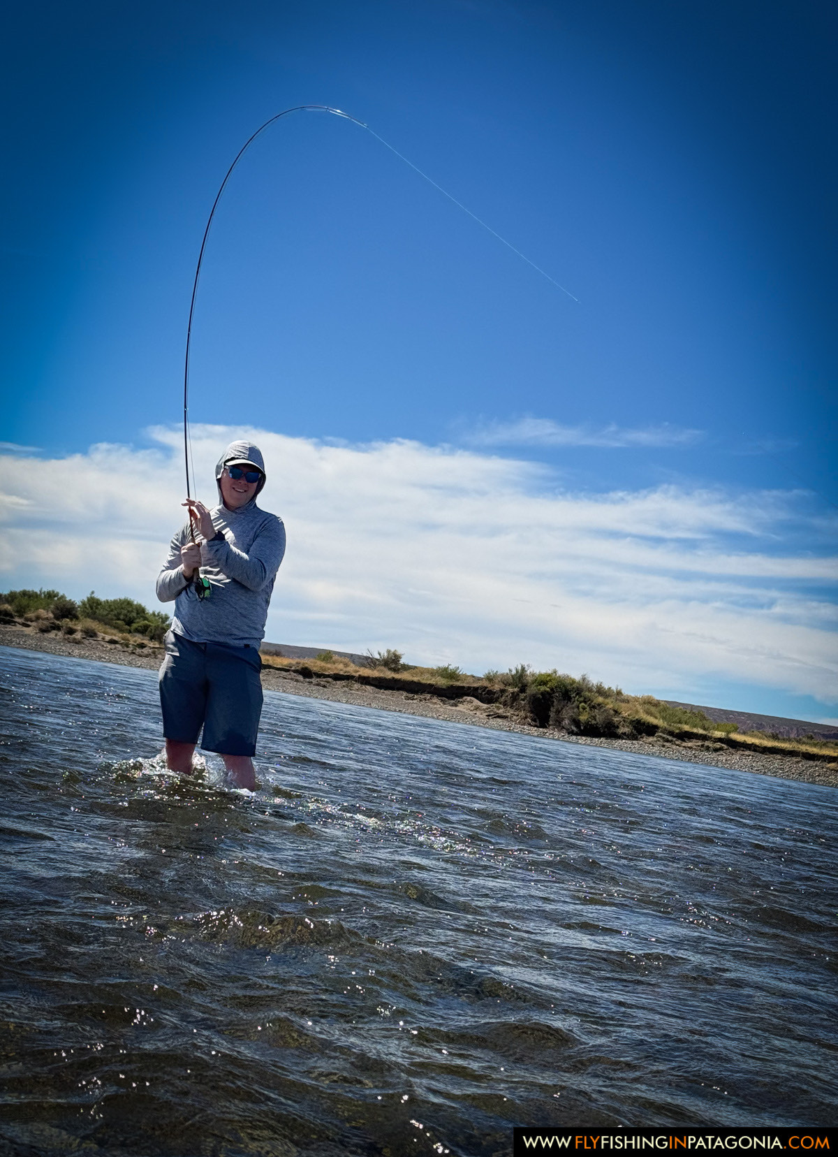 wading the crystal clear waters of the middle limay river