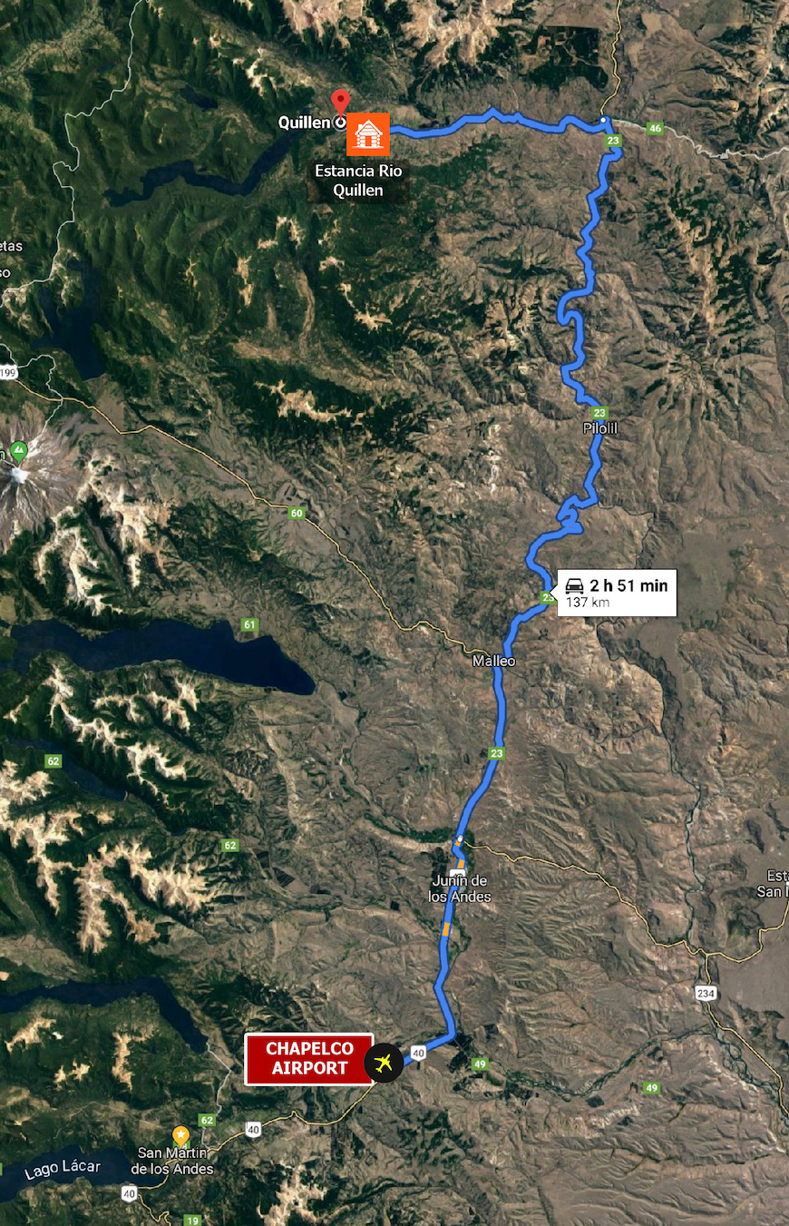 area map showing Estancia Rio Quillen location